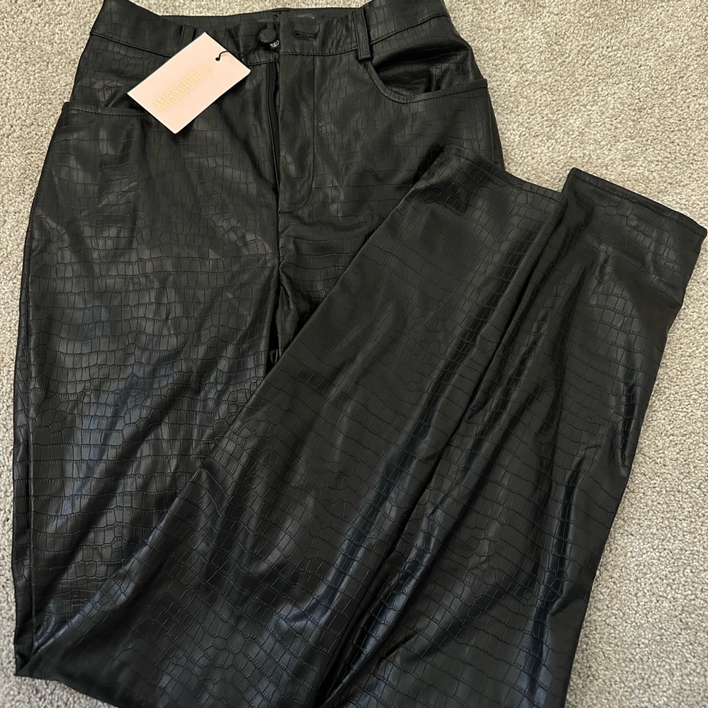 Leather Croc Black Pants